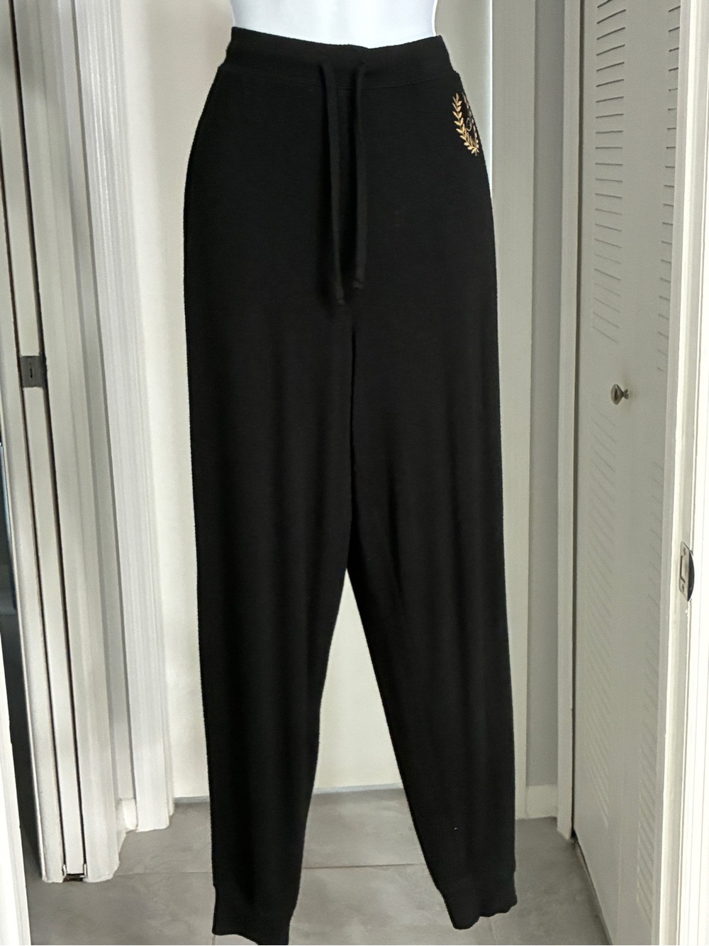 PINK Victoria's Secret Black Drawstring High-Waist Jogger PJ Bottom